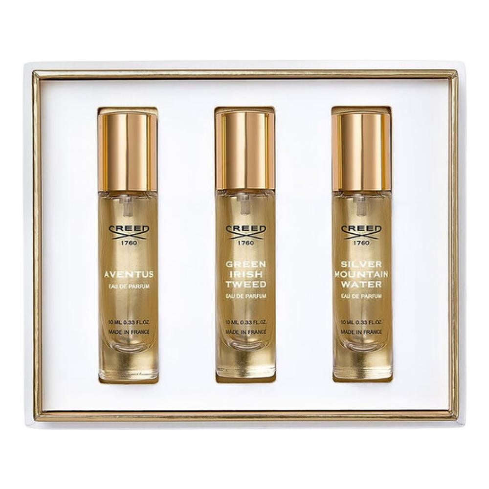 طقم عطور أفينتوس + جرين إيريش تويد + سيلفر ماونتن ووتر من كريد للرجال أو دو برفان 3×10 مل