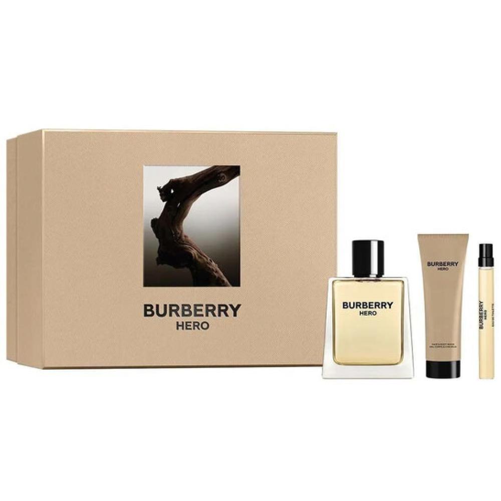 طقم عطر بربري هيرو للرجال أو دو تواليت 100 مل + أو دو تواليت 10 مل + غسول للشعر والجسم 75 مل