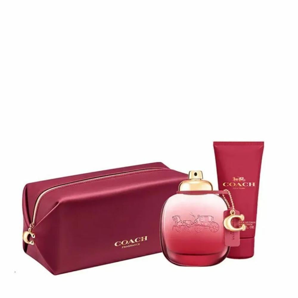 Coach Wild Rose Eau de Parfum Spray 90ml + Perfumed Body Lotion 100ml + Bag