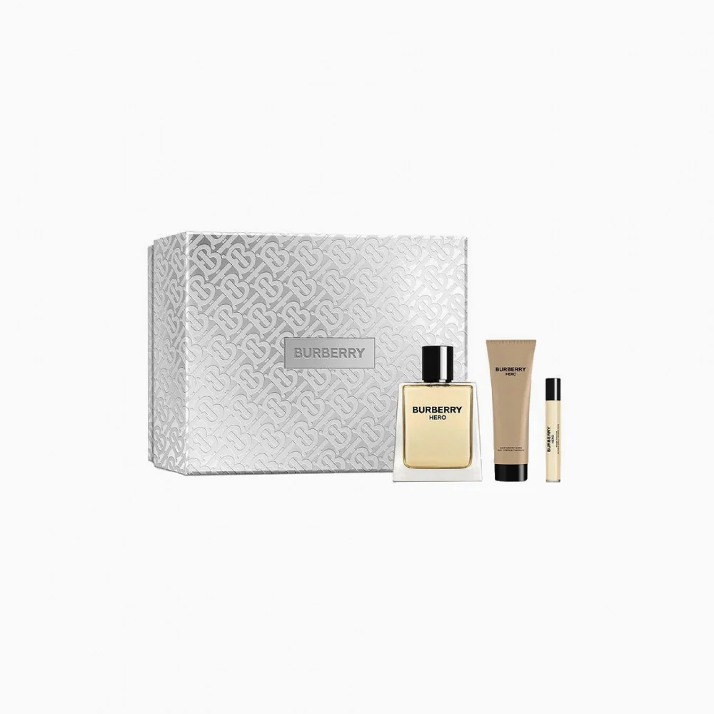 طقم عطر بربري هيرو للرجال أو دو تواليت 100 مل + أو دو تواليت 10 مل + جل استحمام 75 مل