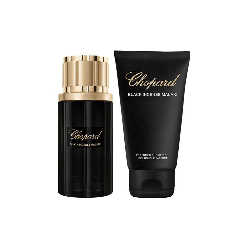 طقم عطر بلاك إنسينس مالاكي من شوبارد أو دو بارفان 80 مل + جل استحمام معطر 150 مل